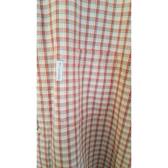 Columbia shirt Mens XL Short Sleeve Plaid Button Front orange - Picture 3 of 6